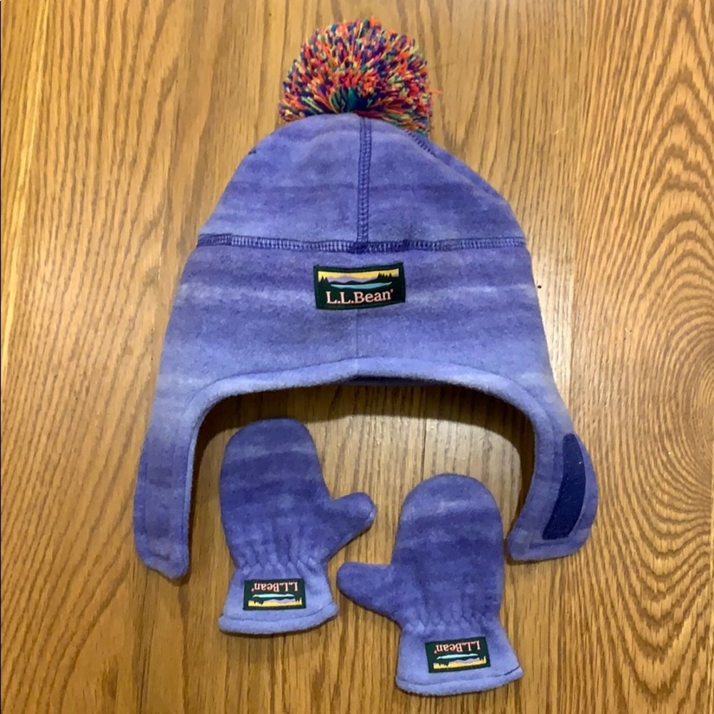 L.L. Bean Toddler Hat and Mittens 6-12 Mos